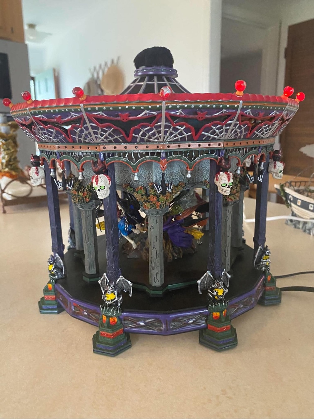 Department 56 Gothic Carousel Accent - Purple, Red & Black
